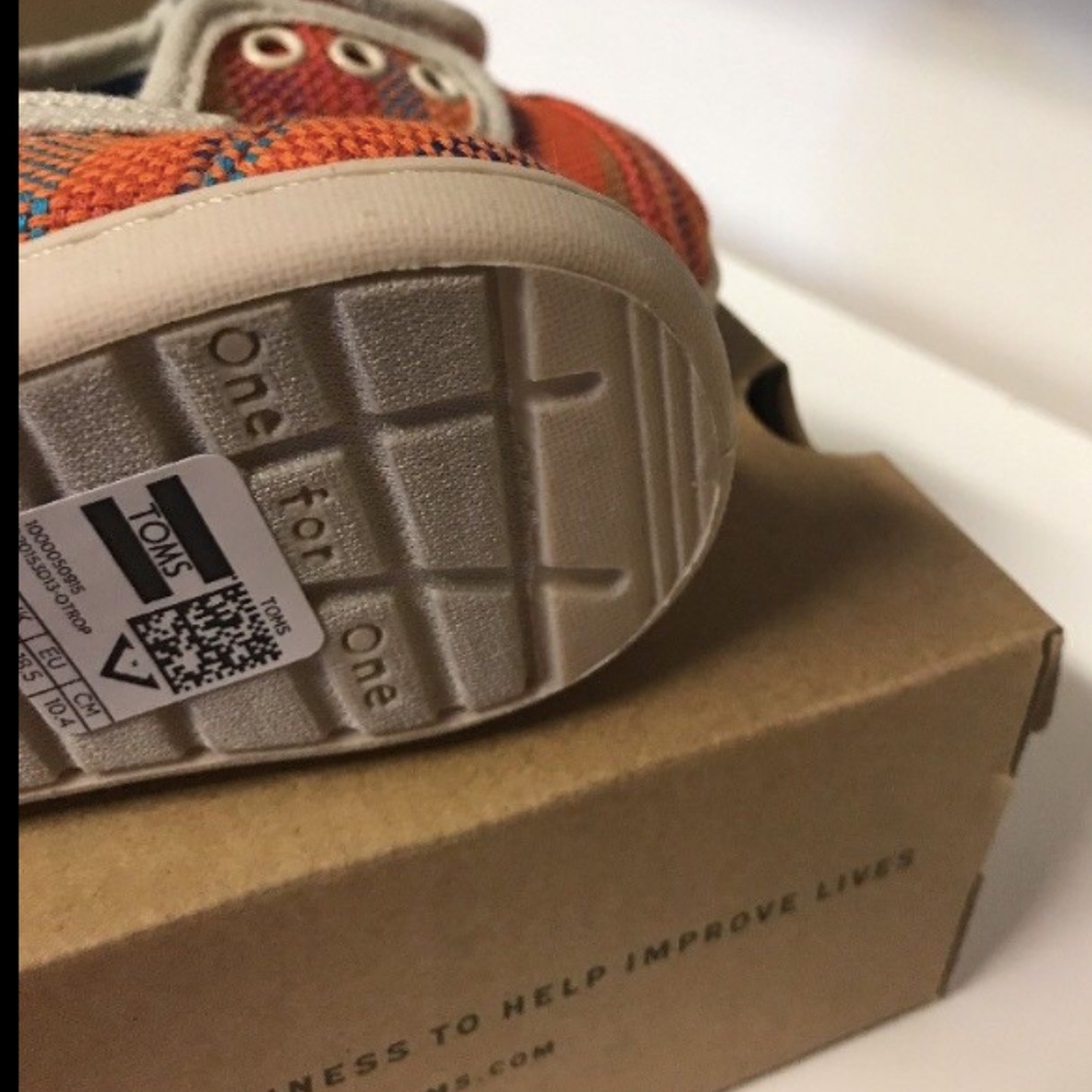 TOMS New Tiny Orange Tropic Cordones Toddler Shoes - Picture 5 of 6
